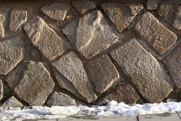 Muro Piedra Fondo Nieve — Foto de Stock