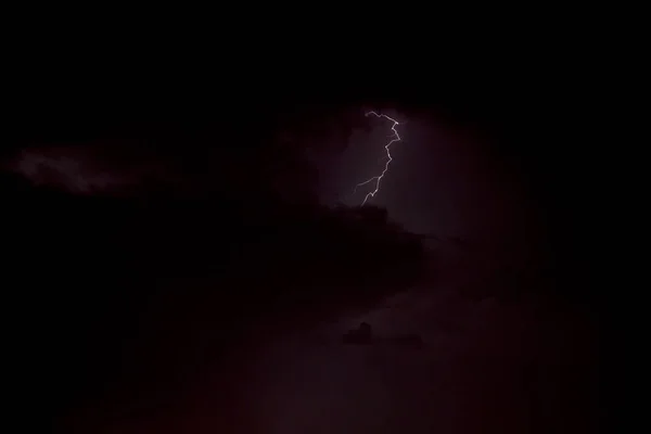 Blixt Natten Dramatisk Himmel — Stockfoto