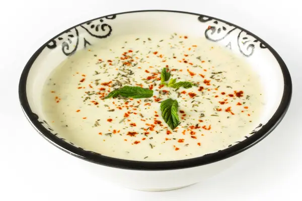 Yogurt Yayla Corbasi Turkish Soup — Stock Photo, Image