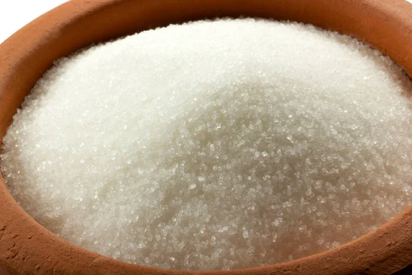 Granulated Sugar Bowl Crystals Refined Table Sugar Sweet Soluble Carbohydrates — Stock Photo, Image