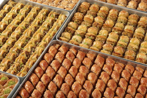 Postres Tradicionales Baklava Turca Nuez Pistacho Estilo Turco Antep Baklava — Foto de Stock