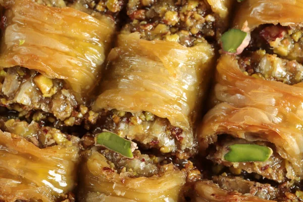 Geleneksel Türk Baklava Tatlısı Ceviz Pistachio Türk Tarzı Antep Baklava — Stok fotoğraf