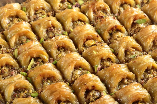 Sobremesa Tradicional Baklava Turca Noz Pistache Estilo Turco Antep Baklava — Fotografia de Stock