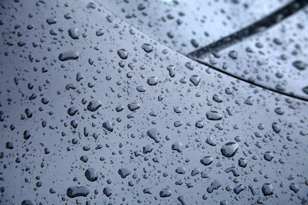 Gotas Agua Acumulan Superficie Metálica Del Coche — Foto de Stock