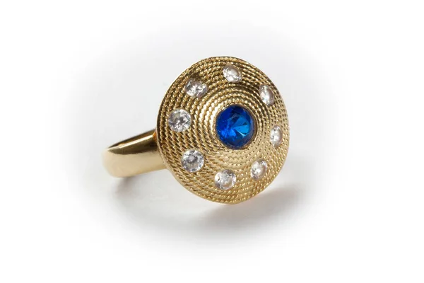 Anello Oro Sfondo Bianco — Foto Stock