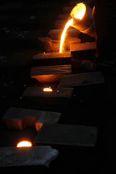 Liquid Molten Steel Industry Casting Melting Molding Foundry — Stock Photo, Image