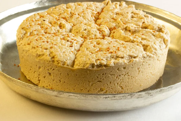 Tradicional Turco Tahini Halva Placa — Fotografia de Stock