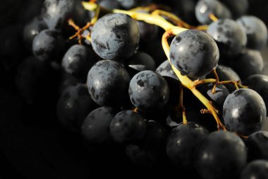 Büyük ve taze siyah üzümler