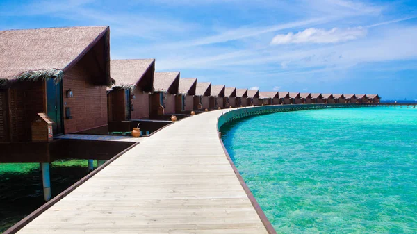Villas Madera Sobre Agua Del Océano Índico Maldivas — Foto de Stock