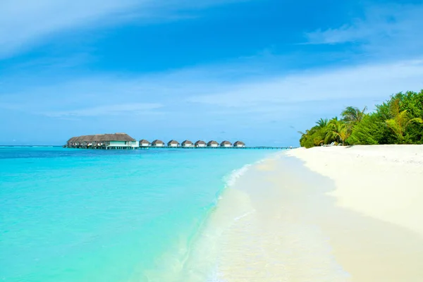 Krásná Krajina Nad Vodní Vily Ostrov Maledivy Indický Oceán — Stock fotografie