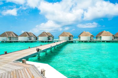 Su Villa, Maldivler Island, Hint Okyanusu üzerinde güzel manzara