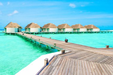 Su Villa, Maldivler Island, Hint Okyanusu üzerinde güzel manzara