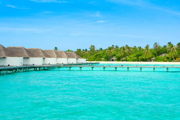 Atolón Lhaviyani Maldivas Julio 2018 Hermoso Paisaje Villas Sobre Agua — Foto de Stock