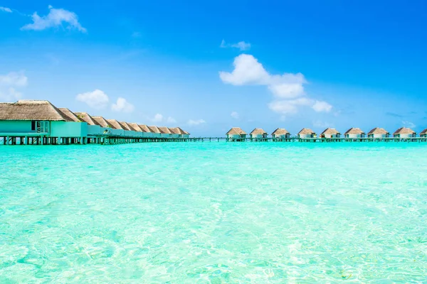 Bellissimo Paesaggio Ville Sull Acqua Isola Delle Maldive Oceano Indiano — Foto Stock