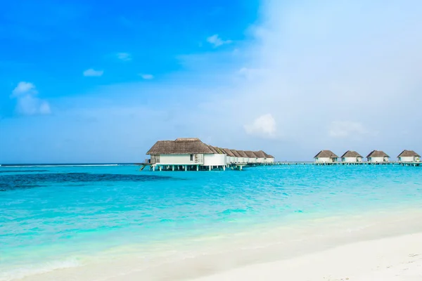 Beau Paysage Villas Sur Eau Île Des Maldives Océan Indien — Photo