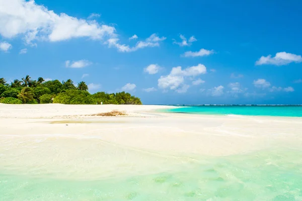 Hermosa Playa Arena Isla Deshabitada Océano Índico Maldivas — Foto de Stock