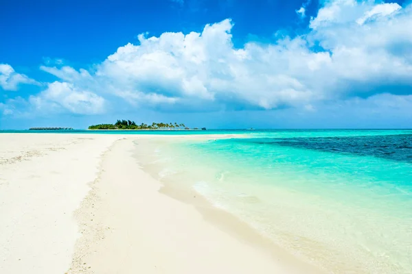 Prachtig Zandstrand Onbewoond Eiland Indische Oceaan Met Uitzicht Tot Luxe — Stockfoto