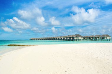Su Villa, Maldivler Island, Hint Okyanusu üzerinde güzel manzara