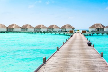 Su Villa, Maldivler Island, Hint Okyanusu üzerinde güzel manzara