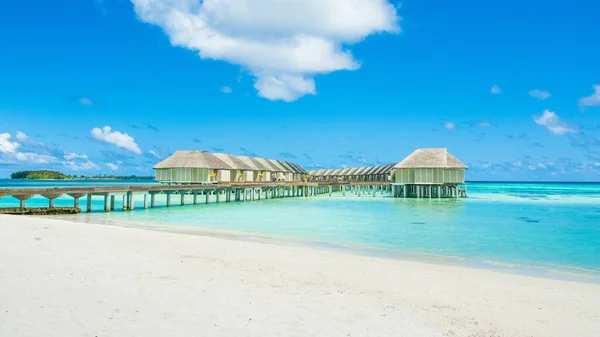 Hermoso Paisaje Villas Sobre Agua Maldivas Isla Océano Índico — Foto de Stock