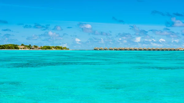 Hermoso Paisaje Villas Sobre Agua Maldivas Isla Océano Índico — Foto de Stock