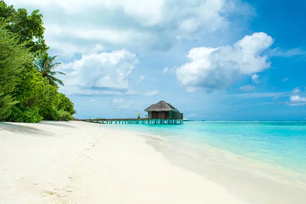 Vackra Landskap Över Vattenvillor Maldives Island Indiska Oceanen — Stockfoto