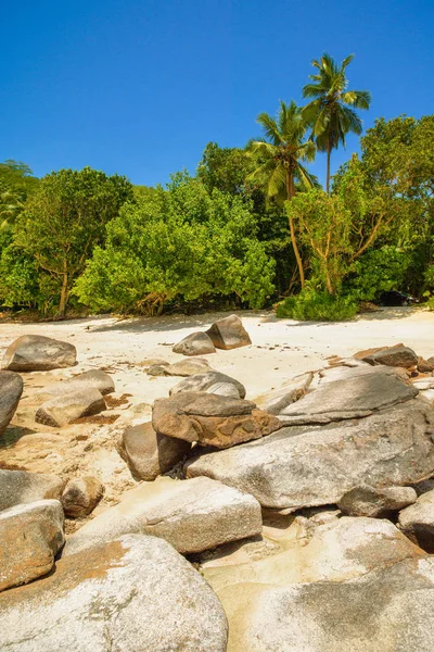 Nádherná tropická krajina skalnaté pláže, Seychely — Stock fotografie