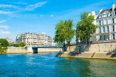 Seine nehri dolgulu parlak yaz manzarası