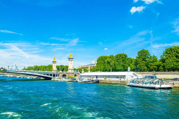 Krajobraz ze słynnym mostu Pont Alexandre III, Paryż — Zdjęcie stockowe