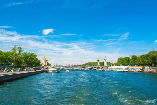 Krajobraz ze słynnym mostu Pont Alexandre III, Paryż — Zdjęcie stockowe