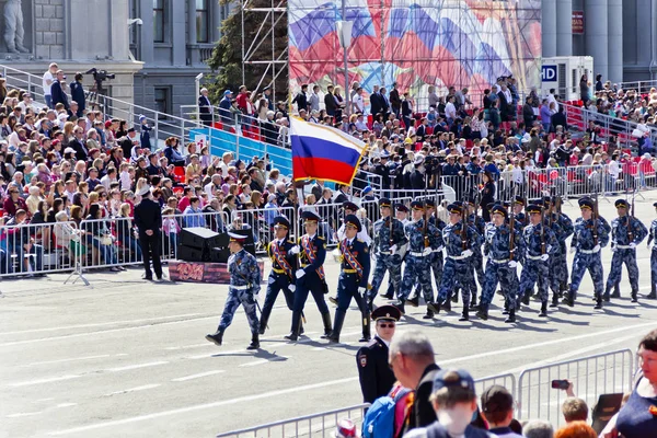 Samara Rússia Maio 2016 Soldados Russos Marcham Desfile Vitória Anual — Fotografia de Stock