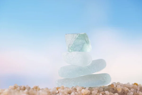 Torre Vetro Mare Sulla Sabbia Spiaggia Con Sfondo Paesaggio Marino — Foto Stock