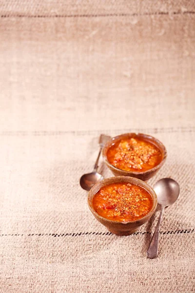 Calabrian Chilli Pepper Flakes Little Devil Con Sopa Pollo Jambalaya — Foto de Stock