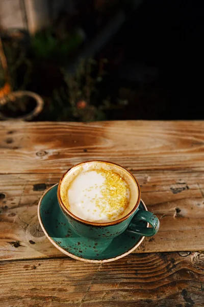 Kurkuma Latte Oder Goldene Milch Das Getränk Wird Aus Dampfender — Stockfoto