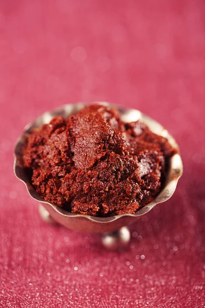 Adjika Homemade Traditional Georgian Chili Sauce Made Red Chilies Garlic — Stock Photo, Image