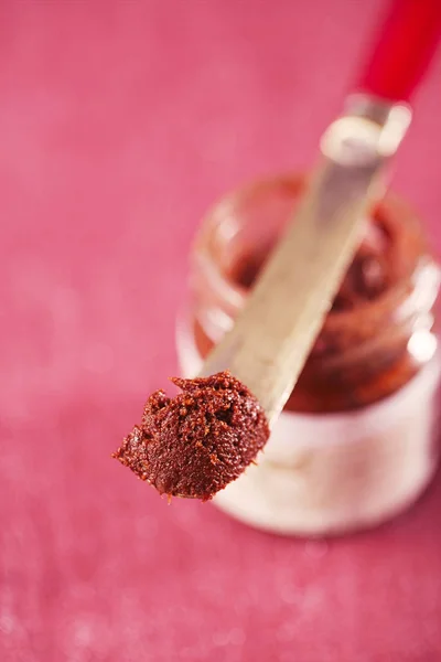 Adjika Homemade Traditionele Georgische Chili Saus Gemaakt Met Rode Pepers — Stockfoto