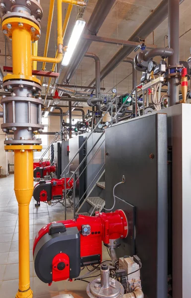 Inredning Industri Gas Pannrum Med Pannor Pumpar Sensorer Och Mängd — Stockfoto