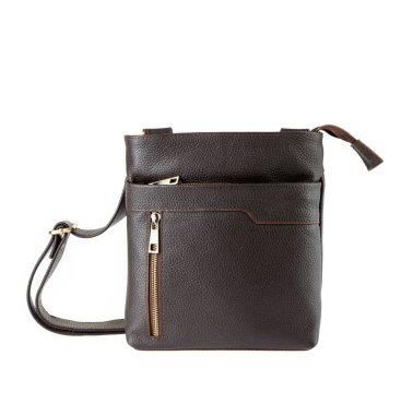 Kahverengi deri çanta beyaz arkaplanda izole