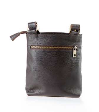 Kahverengi deri çanta beyaz arkaplanda izole