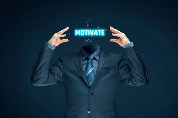 Empresario Con Palabra Motivar Lugar Cabeza —  Fotos de Stock