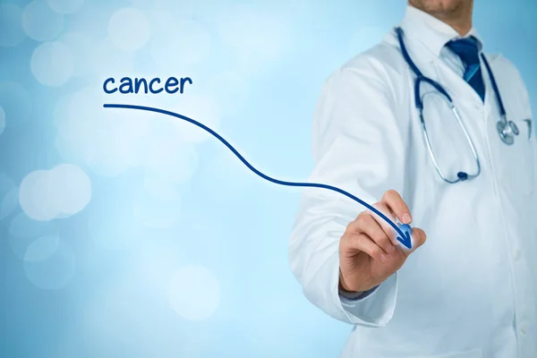 Doctor Drawing Descending Graph Incidence Cancer — Stock Photo, Image