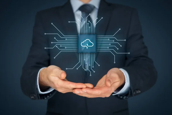 Technolog Biznesmen Lub Informacji Chmury Obliczeniowej Ikona — Zdjęcie stockowe