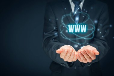 World wide web (www) - internet web siteleri ve Seo kavramları. İş adamı ya da programcı teklif www Hizmetleri.