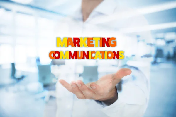 Marketingspezialist Mit Marketing Kommunikationstext — Stockfoto