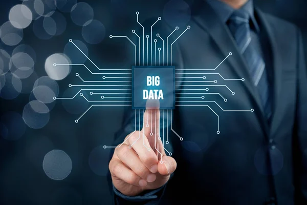 Concept Analyse Big Data Homme Affaires Spécialiste Informatique Avec Symbole — Photo