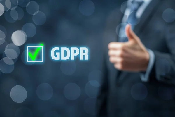 Done Gdpr Implemented Businessman Technologist Ready Gdpr — Stock Photo, Image