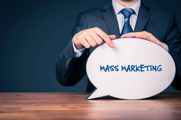 Massenvermarktungskonzept Marketingexperten Verweisen Auf Bubble Speech Mit Text Massenmarketing — Stockfoto