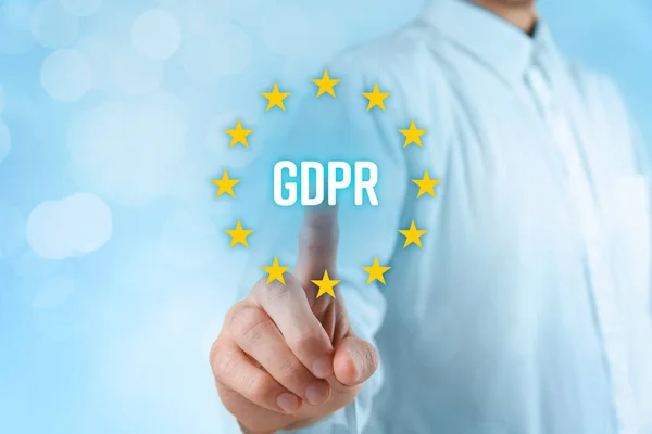 General Data Protection Regulation Concept Businessman Technologist Click Gdpr Text — Stock Photo, Image