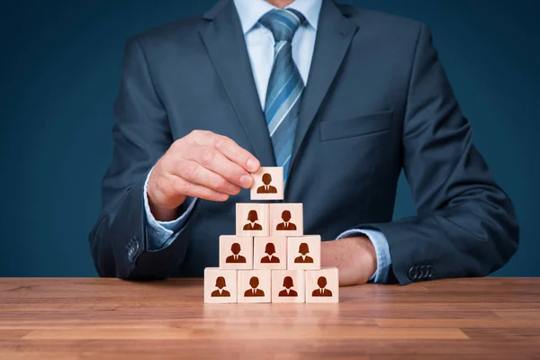 Human Resources Bedrijfshiërarchie Concept Multilevel Marketing Recruiter Compleet Team Vertegenwoordigd — Stockfoto
