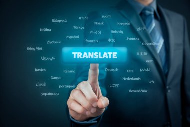Online sözlüğe ve diller e-öğrenme kursu kavramı. Bilgisayar Kullanıcı metinle düğmesine basın çevirmek ve en önemli dünya dilleri.
